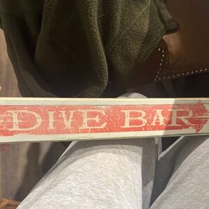 Vintage Style 'Dive Bar' Wood Sign in Red and Cream